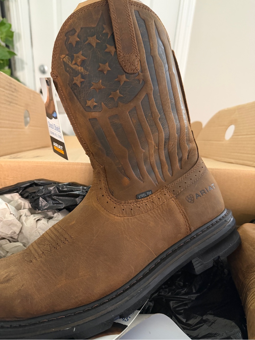 NEW Men’s Ariat Sierra Shock Shield Patriot Steel Toe Boots 13D 10044426